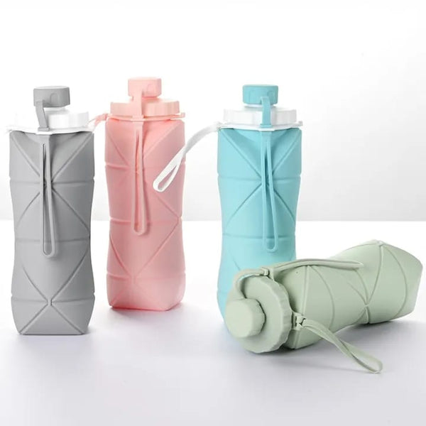 Collapsible Silicone Water Bottle | Leakproof BPA Free Foldable Travel Bottle